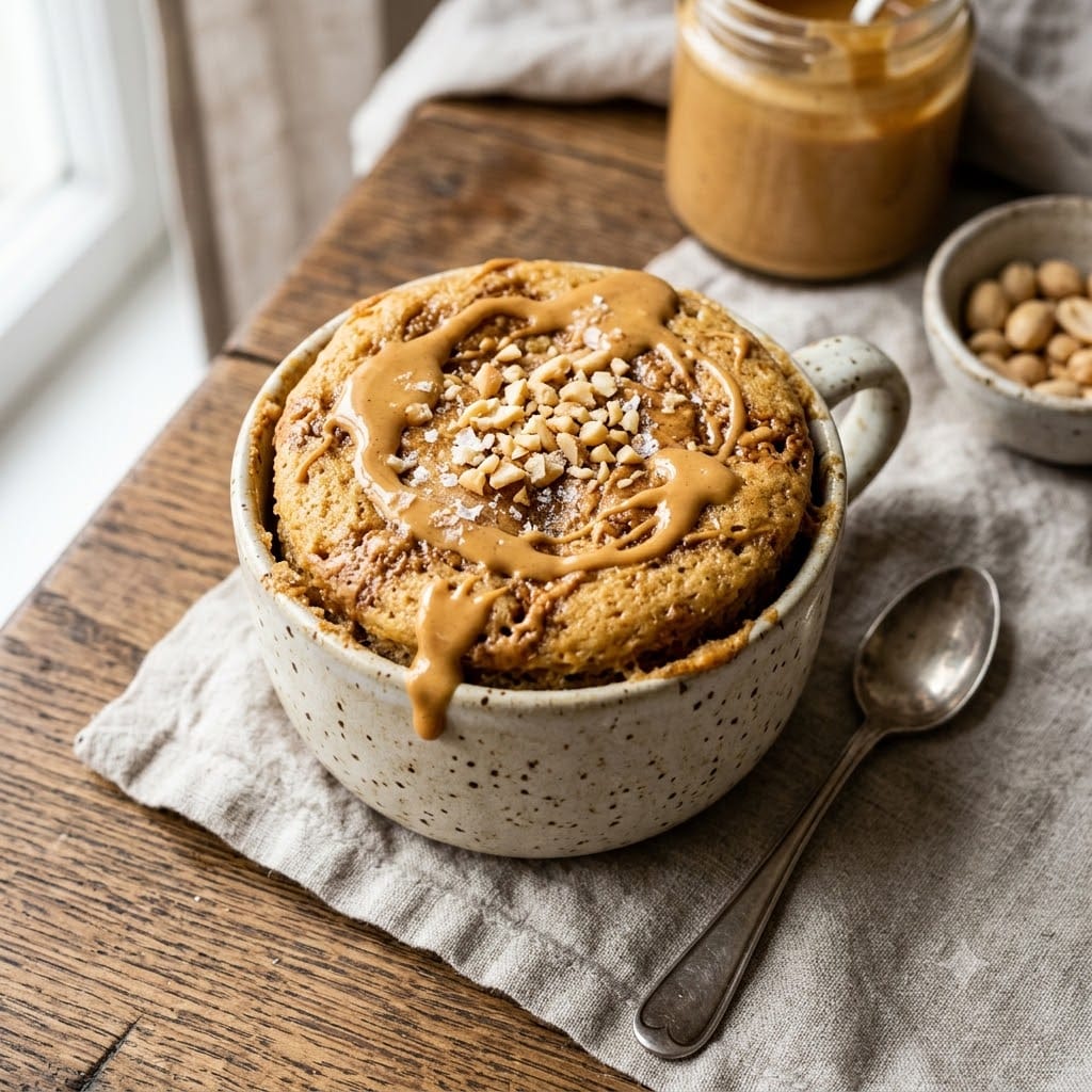 Mug cake keto au beurre de cacahuète
